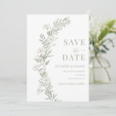 Invitation Fleur Blanche Wreath Verdure Feuilles Sauvez La Da (Debout devant)