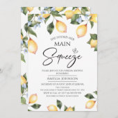 Invitation Fleur bleu citron principal presser nuptiale douch (Devant / Derrière)