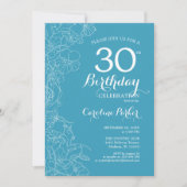 Invitation Fleur bleu clair 30e anniversaire (Devant)
