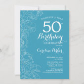 Invitation Fleur bleu clair 50e anniversaire (Devant)