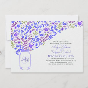 Invitation fleur bleu mason jarre joli fiançon