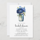Invitation Fleur Bleu Royale dans un Pot Mason pour une Fête (Devant)