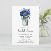 Invitation Fleur Bleu Royale dans un Pot Mason pour une Fête (Debout devant)