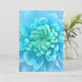 Invitation Fleur bleu turquoise Dahlia en Mariage d'aquarelle (Debout devant)