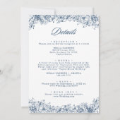 Invitation Fleur Bleue Blanc Élégant Mariage Tout en un (Dos)