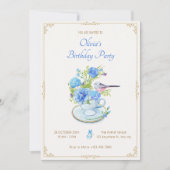 Invitation Fleur bleue bouquet anniversaire (Devant)