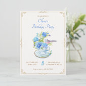Invitation Fleur bleue bouquet anniversaire (Debout devant)