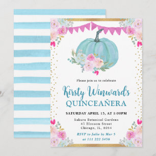 Invitation Fleur Bleue Citrouille Automne Quinceanera
