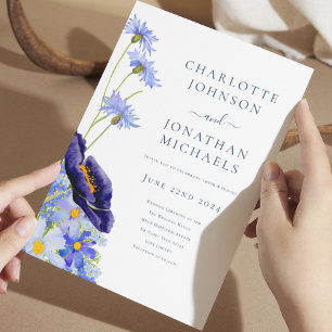 Invitation Fleur bleue élégante d'été