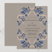 Invitation Fleur Bleue Flourir Mariage (Devant / Derrière)