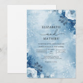 Invitation Fleur bleue gelée Mariage d'hiver (Devant / Derrière)