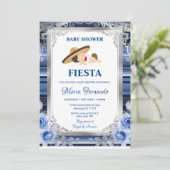 Invitation Fleur bleue marine Baby shower mexicain Fiesta (Debout devant)