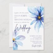 Invitation Fleur bleue minimaliste mariage élégant (Devant)