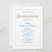 Invitation Fleur bleue pastel marron Photo Quinceañera Party (Dos)