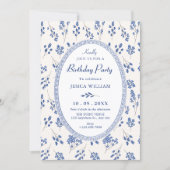 Invitation Fleur bleue vintage (Devant)