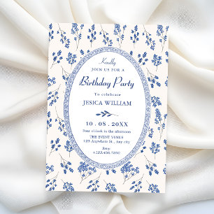 Invitation Fleur bleue vintage