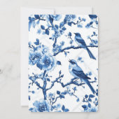 Invitation Fleur Bleue Vintage Élégante Chinoiserie (Dos)