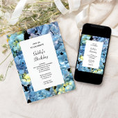 Invitation Fleur Blue Hydrangea fête d'anniversaire