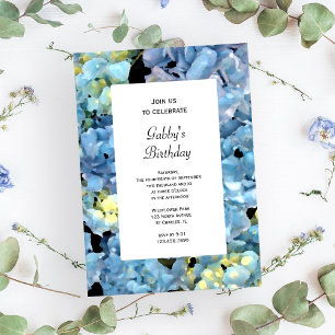 Invitation Fleur Blue Hydrangea fête d'anniversaire