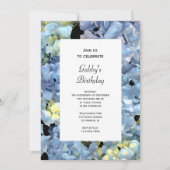 Invitation Fleur Blue Hydrangea fête d'anniversaire (Devant)