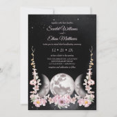 Invitation Fleur Boho foncé Triple Lune Phase Handfasting (Devant)