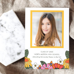 Invitation Fleur Boho Retro super Fête de la Photo Graduation