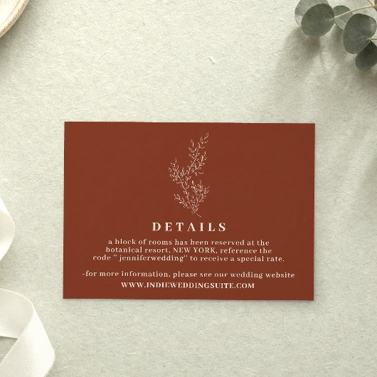 Invitation Fleur Boho Terracotta mariage Détails brûlés