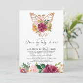 Invitation Fleur bordeaux rousse de papillon (Debout devant)