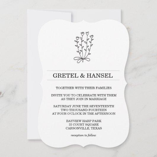 Invitation fleur botanique de doodle (Devant)