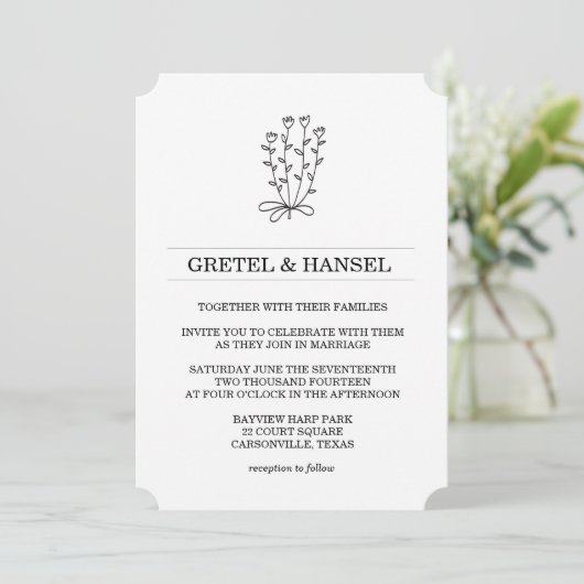 Invitation fleur botanique de doodle (Debout devant)