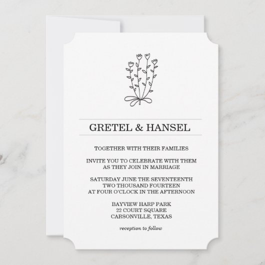 Invitation fleur botanique de doodle (Devant)