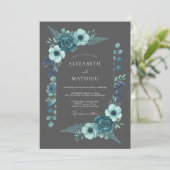 Invitation Fleur botanique de Teal Bloom Mariage (Debout devant)