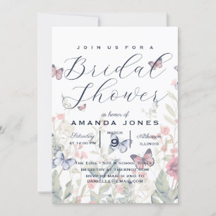 Invitation Fleur Botanique Élégante Boho Butterfly Bridal