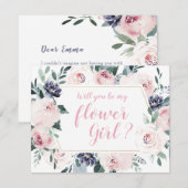 Invitation Fleur botanique en fleurs rose Seras-tu ma fille d (Devant / Derrière)