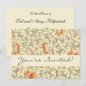 Invitation Fleur botanique florale grise rose vintage (Devant / Derrière)