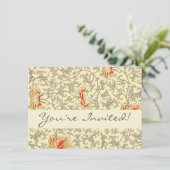 Invitation Fleur botanique florale grise rose vintage (Debout devant)