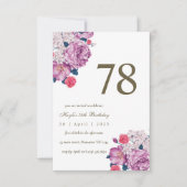 Invitation Fleur botanique pourpre Simple Chic 78e Anniversai (Devant)