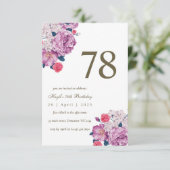 Invitation Fleur botanique pourpre Simple Chic 78e Anniversai (Debout devant)