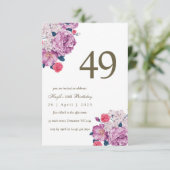 Invitation Fleur botanique pourpre simple et chic pour 49e an (Debout devant)