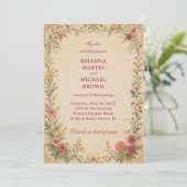 Invitation Fleur botanique vintage (Debout devant)