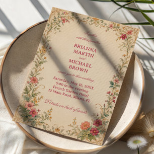Invitation Fleur botanique vintage