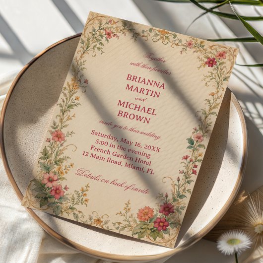 Invitation Fleur botanique vintage