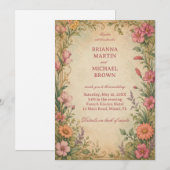 Invitation Fleur botanique vintage (Devant / Derrière)