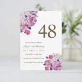 Invitation Fleur botanique violette simple et chic pour 48 an (Debout devant)