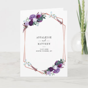 Invitation Fleur botanique violette tout-en-un plié mariage