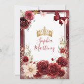 Invitation Fleur Bourgogne Rouge princesse papillon Quinceañe (Dos)