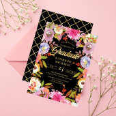 Invitation Fleur brillante Aquarelle Floral Graduation Party