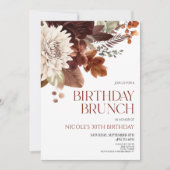 Invitation Fleur Brown Bourgogne Florale Anniversaire Brunch  (Devant)