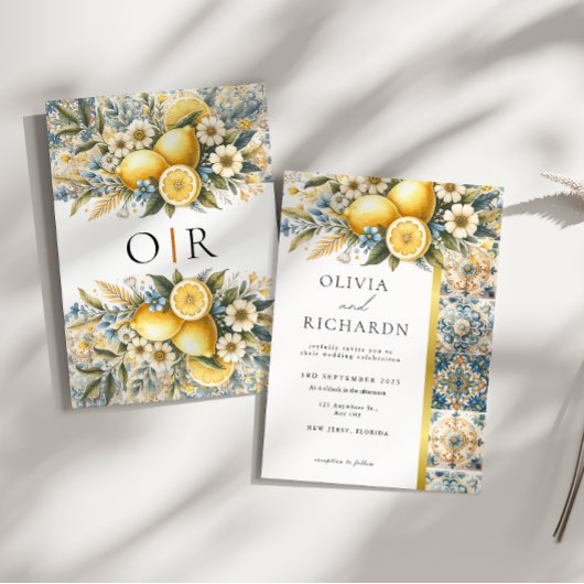 Invitation Fleur carrelée méditerranéenne Italien Positano Le