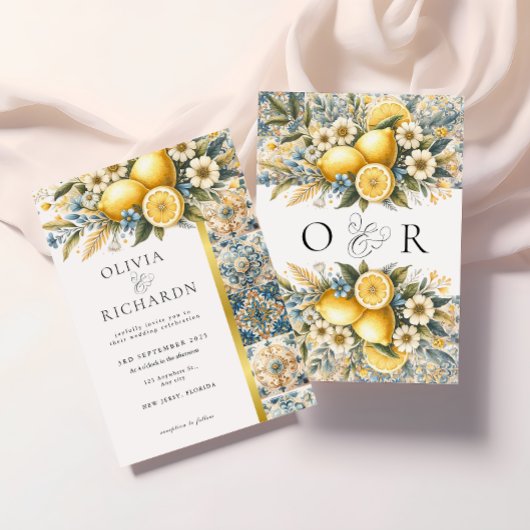 Invitation Fleur carrelée méditerranéenne Italien Positano Le